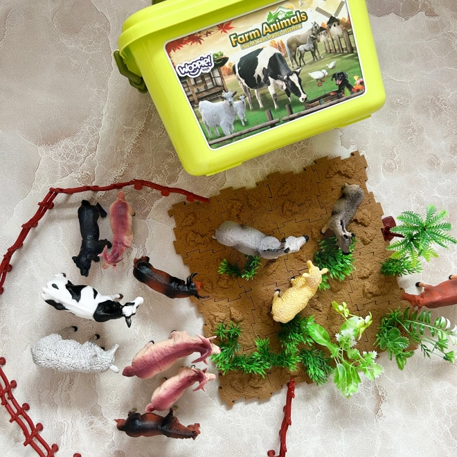 Set boerderijdieren met koffer 57 stuks
