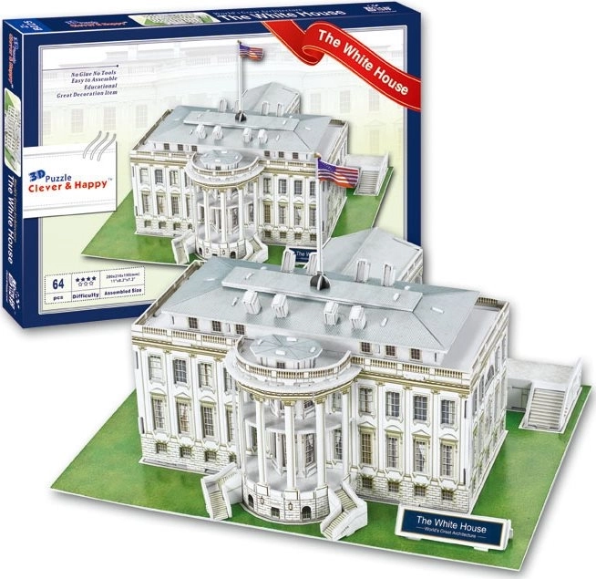 Clever&Happy 3D puzzel Witte Huis Washington 64 stukjes