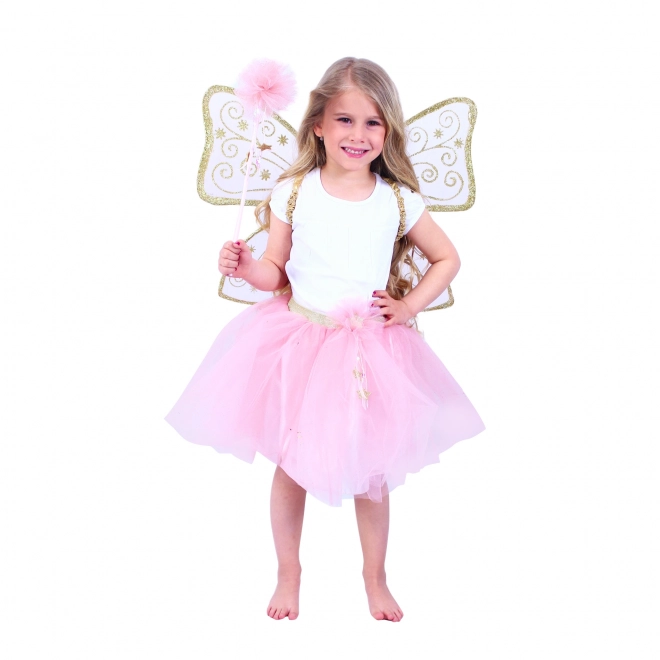 Kinderkostuum van fee met roze tutu en vleugels