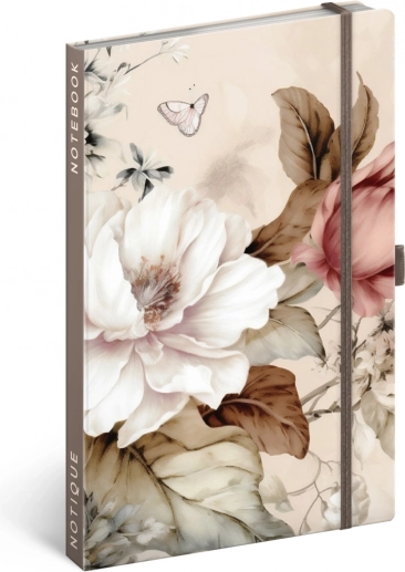 NOTIQUE notitieboek poederbloemen, gestippeld, 13 × 21 cm