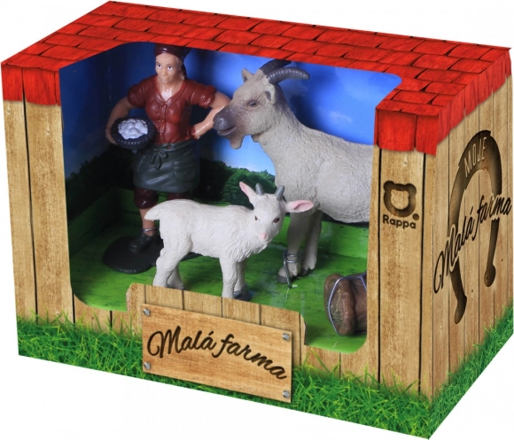 Set figuren geit, geitenlam en boerin – MIJN KLEINE BOERDERIJ