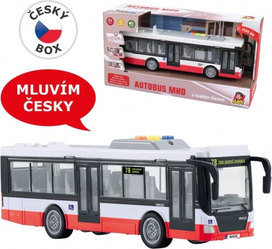 Bus met vliegwiel met Tsjechische omroep en verlichting