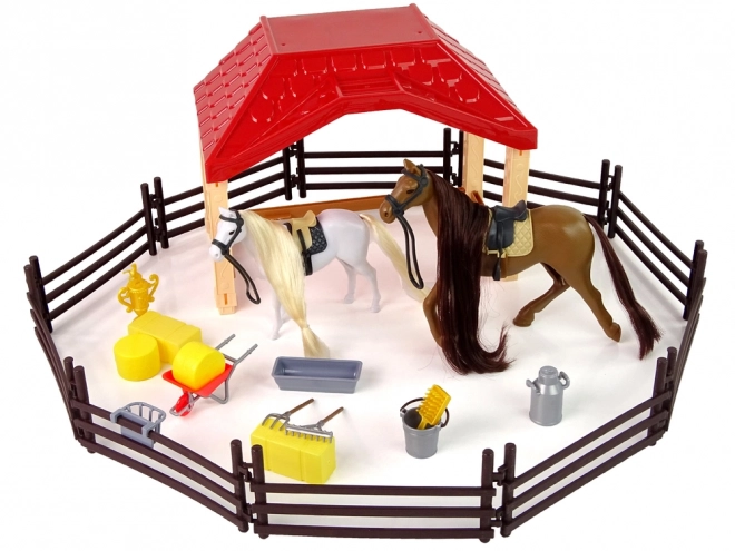 Set Boerderijstal Figuren Verzorgingsaccessoires voor Paarden