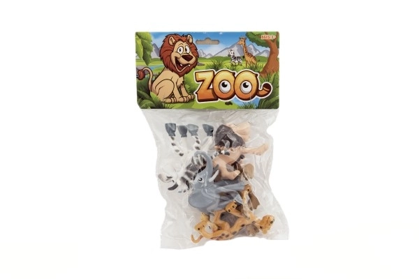 Vrolijke safari ZOO dieren van plastic 9-10cm 6 stuks in zak
