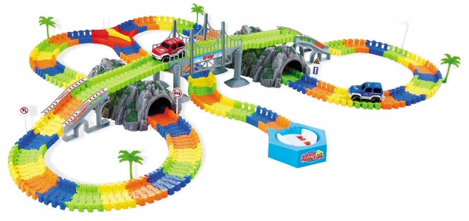 Flexibele baan met twee tunnels