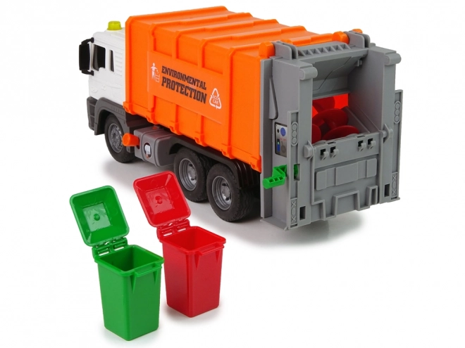 Vuilniswagen met wrijvingaandrijving Geluidseffecten Oranje 1:16 recycling