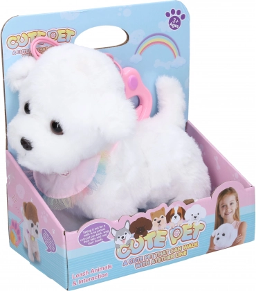 Lopende pluchen hond met bedrade afstandsbediening 22 cm