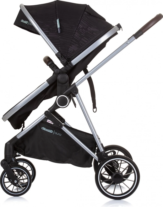 CHIPOLINO Kinderwagen gecombineerd Aura 2v1 Obsidian, Zilver