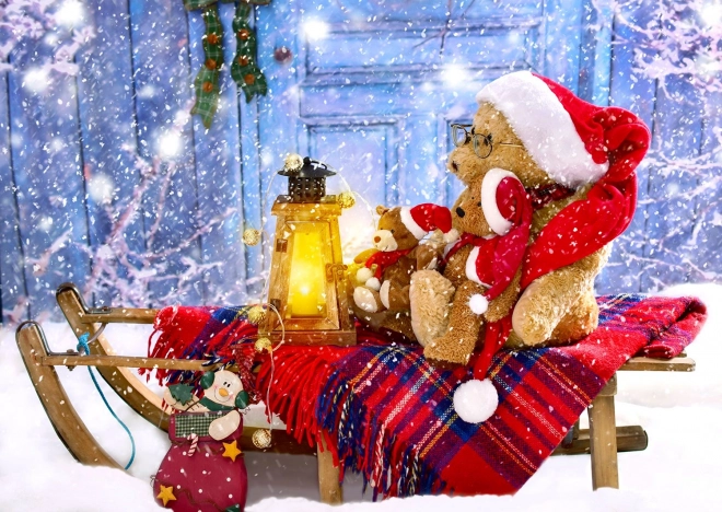Enjoy puzzel Beren met kerstmannenmutjes 1000 stukjes