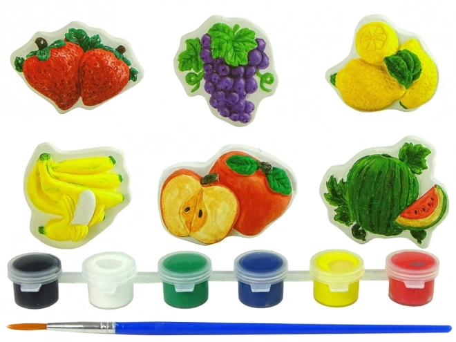 Set gipsafgietsels voor schilderen Kleuren Fruit Druiven Bananen Aardbeien