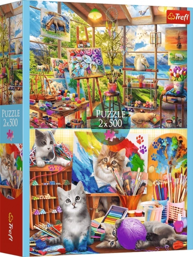 Puzzel 2×500 – De kunst van het schilderen