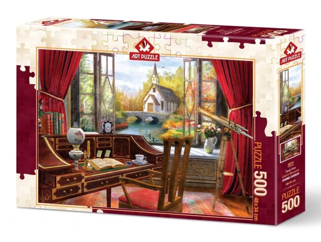 Puzzel ART PUZZLE Uitzicht vanuit de werkkamer 500 stukjes