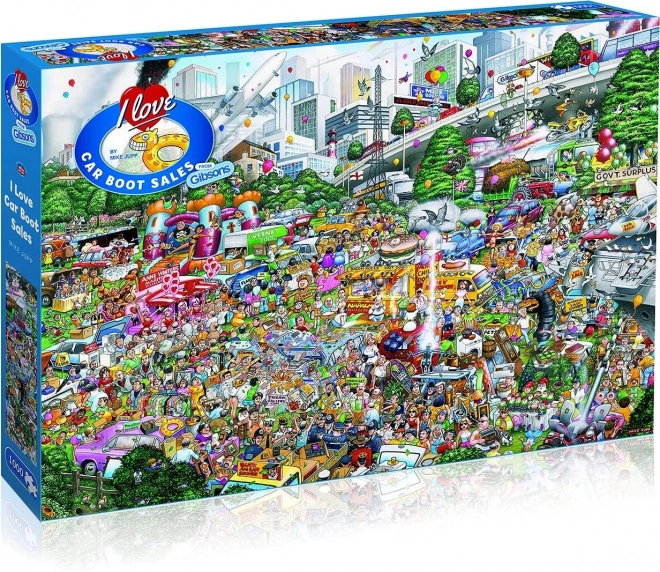 Puzzel Ik hou van rommelmarkt vanuit de kofferbak 1000 stukjes van Gibsons