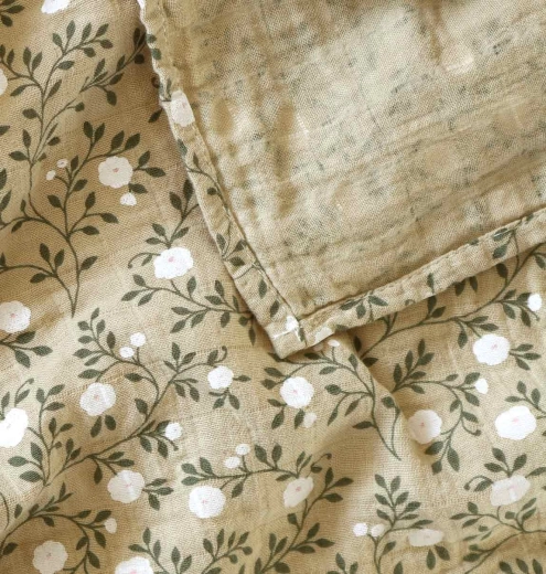 Mousseline XL handdoek blossom – Donkergroen salie