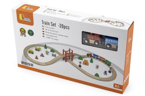Houten treinbaan 39 stuks
