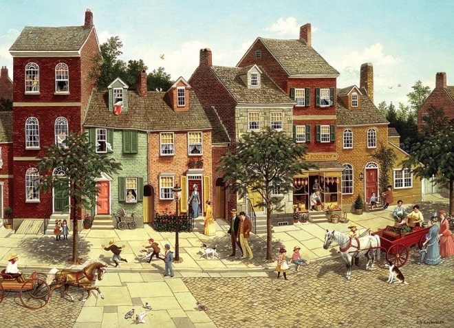 Puzzel COBBLE HILL Bocht op het plein 1000 stukjes