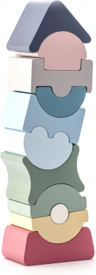 Cubika pastel balanstoren – houten puzzel 11 delen
