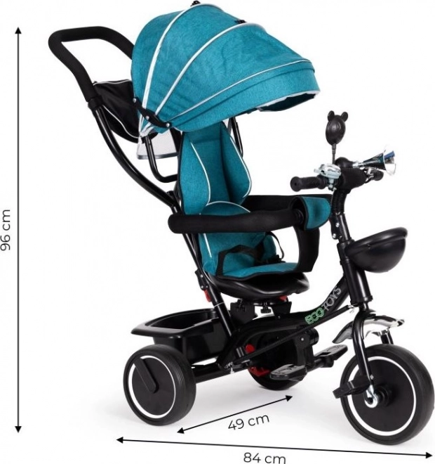 ECOTOYS Driewieler met dak en sturende staaf blauwgroen