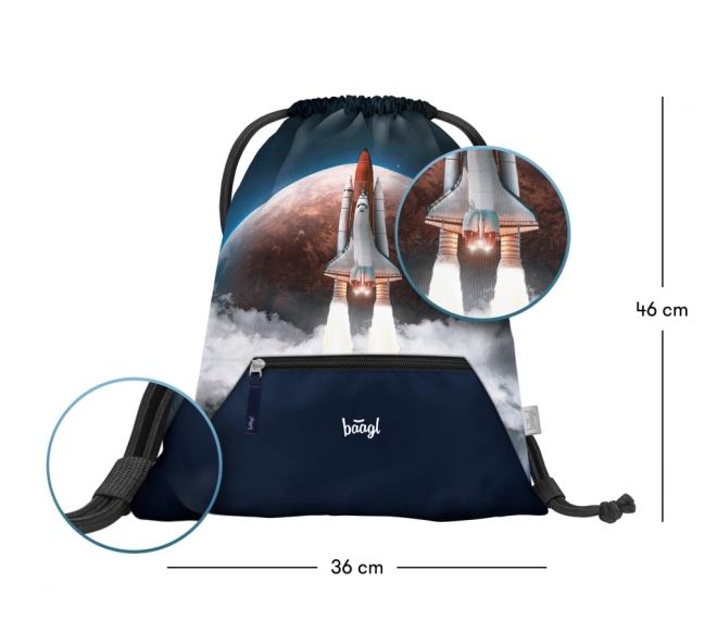 Baagl schoolset Space Shuttle: boekentas, etui, zak