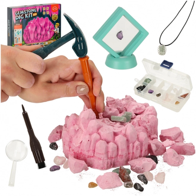 Set van de jonge kleine archeoloog met mineralen 9 stuks