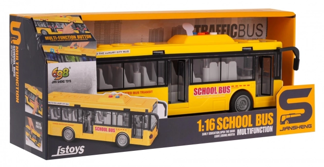 Gele bus met licht- en geluidsfunctie