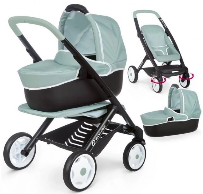 Gecombineerde poppenwagen Maxi Cosi groene-grijze