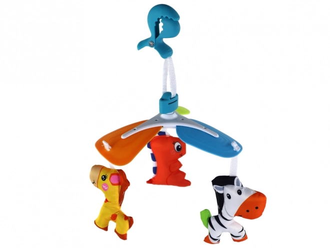 Kleurrijke mobiele voor kinderen met dierenvormige clip