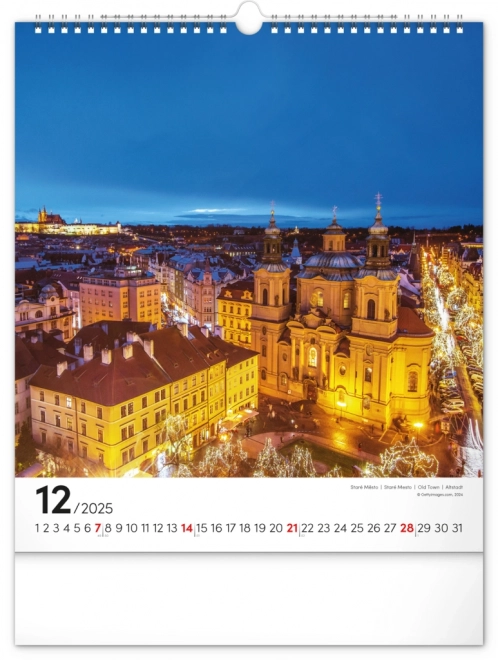 Muurkalender Praag 2025, 30 × 34 cm