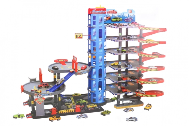Garage met autootjes en helihaven