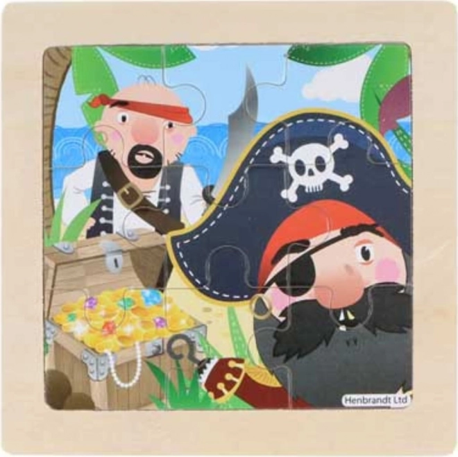 Houten puzzel piraten 9 stukken