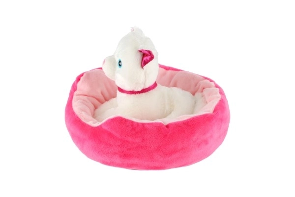 Diertje hondje in mandje pluche 4 kleuren 22x24cm 24m+