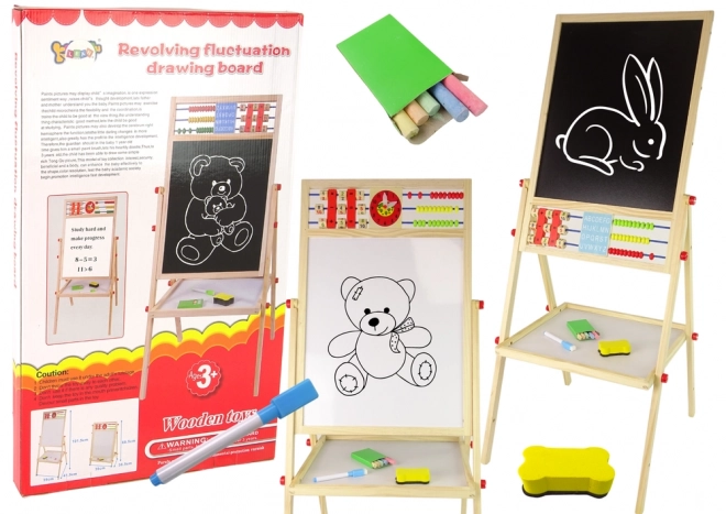 Houten dubbelseitige bord Magnetisch en Krijtbord met Accessoires