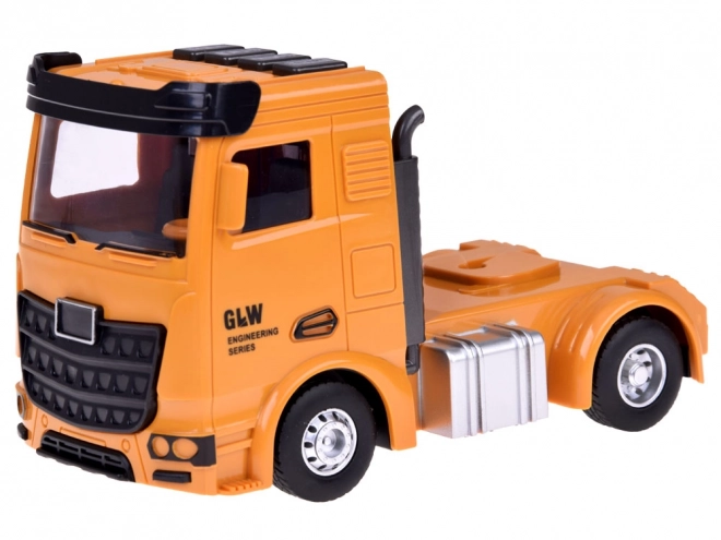 Interactieve set vrachtwagen met uitklapbare oplegger, kraan en heftruck