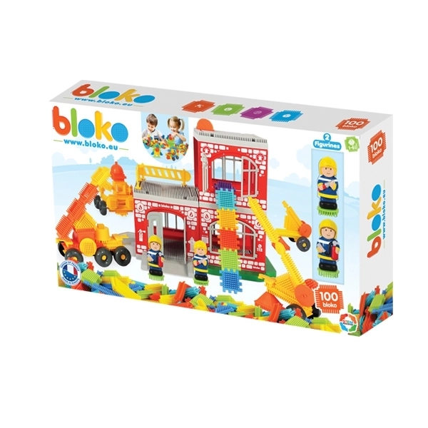 Creatieve bouwset Pin Bricks Brandweerkazerne 100 stuks + 2 figuren