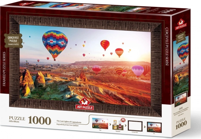 ART PUZZLE Puzzel met lijst en lijm 3-in-1 1000 stukjes – Luchtballonnen boven Cappadocië