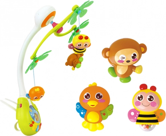 Kleurige dierhanger en rammelaars