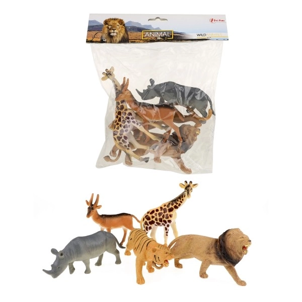 Safari dieren kunststof 11-15cm 5 stuks in zak