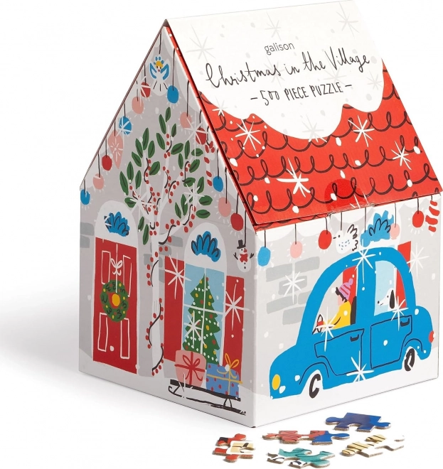 Vierkante puzzel Kerst in het dorp 500 stukjes