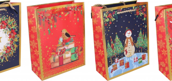 Cadeauzak met kerstmotief 23x18x8 cm