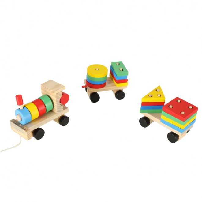 Houten treintje met vormen