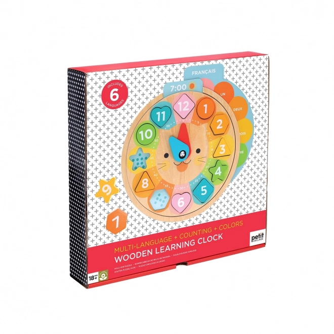 Houten educatieve klok met dieren