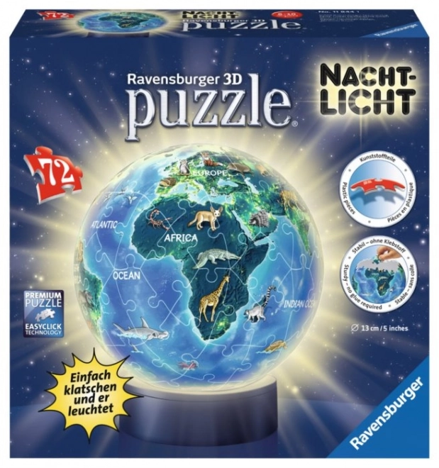 Ravensburger 3D lichtgevende puzzleball Nachtelijke globe 72 stukjes