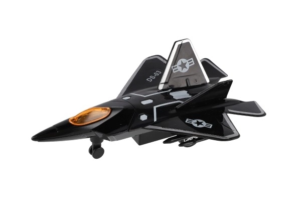 Metalen en plastic jager met terugtrekmechanisme 16 cm - set van vier kleurrijke vliegtuigen