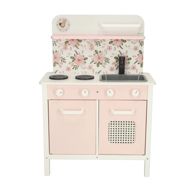 Kinder houten keukentje Lulilo Flora roze