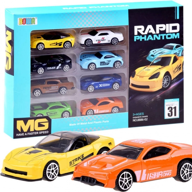 Set van 8 metalen mini-autootjes – mini-raceauto’s voor kinderen