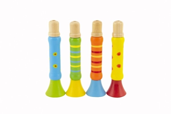 Houten gekleurde trompet - 12 cm