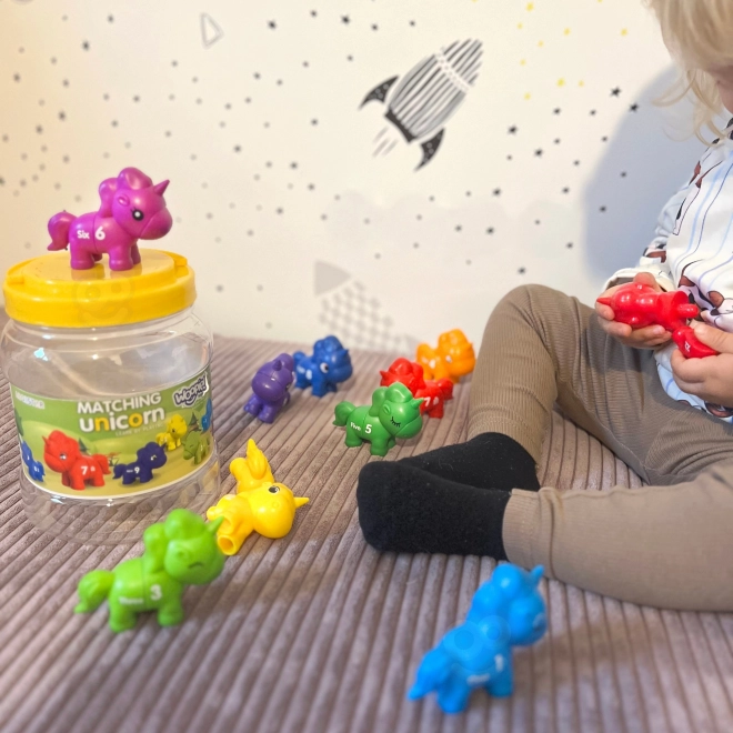 Montessori set voor het leren van cijfers en kleuren Eenhoorns