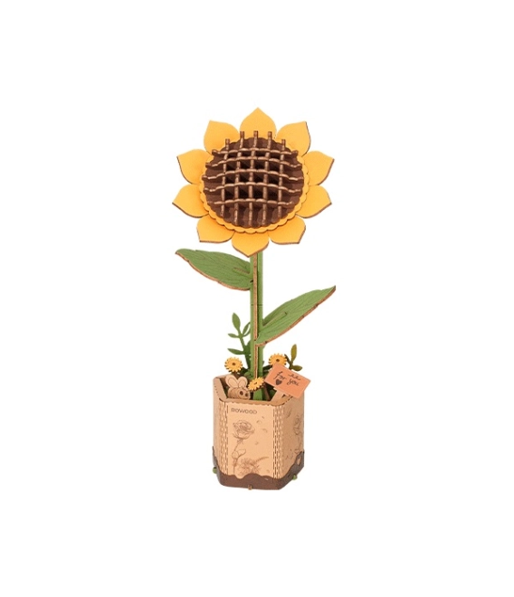 Realistische houten zonnebloem als decoratie