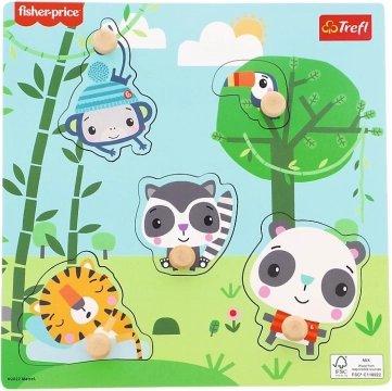 Houten inlegpuzzel FISHER-PRICE jungle, 5 stukjes