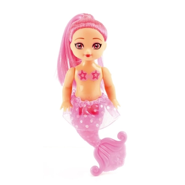 Zeemeermin poppen 2 stuks 10cm plastic met accessoires op kaart